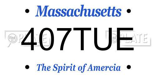 407TUE Massachusetts License Plate