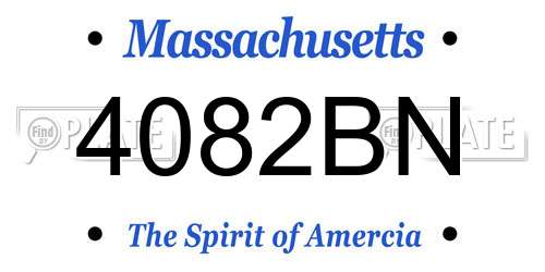 4082BN Massachusetts License Plate