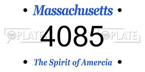 4085 Massachusetts License Plate