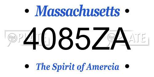 4085ZA Massachusetts License Plate