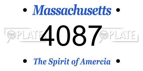 4087 Massachusetts License Plate