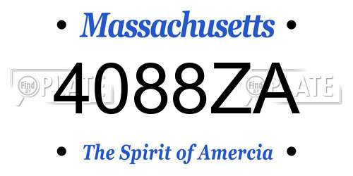 4088ZA Massachusetts License Plate