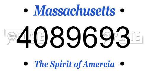 4089693 Massachusetts License Plate