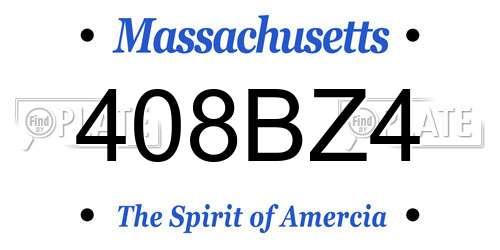 408BZ4 Massachusetts License Plate