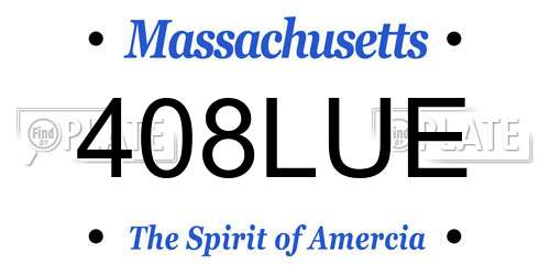 408LUE Massachusetts License Plate