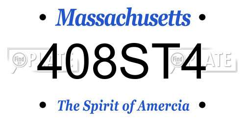 408ST4 Massachusetts License Plate