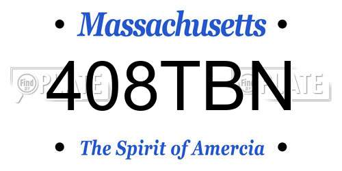 408TBN Massachusetts License Plate