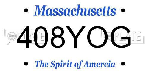 408YOG Massachusetts License Plate