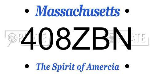 408ZBN Massachusetts License Plate
