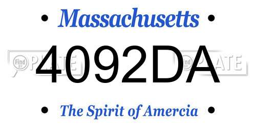 4092DA Massachusetts License Plate