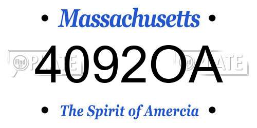 4092OA Massachusetts License Plate