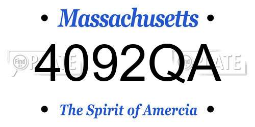 4092QA Massachusetts License Plate