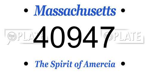 40947 Massachusetts License Plate