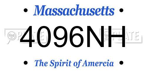 4096NH Massachusetts License Plate