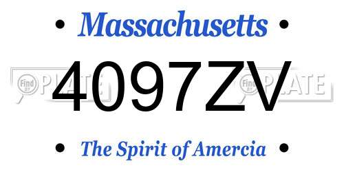 4097ZV Massachusetts License Plate