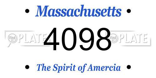4098 Massachusetts License Plate
