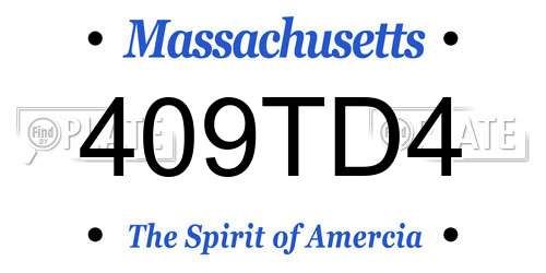 409TD4 Massachusetts License Plate