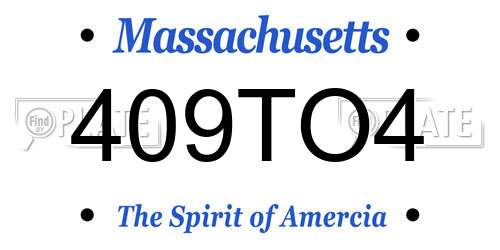 409TO4 Massachusetts License Plate