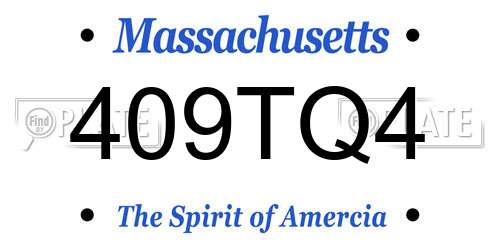 409TQ4 Massachusetts License Plate