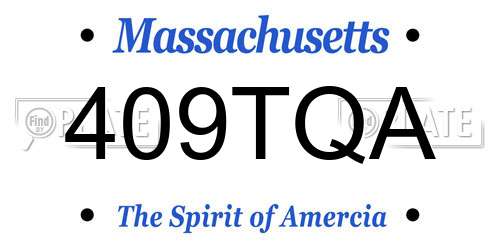 409TQA Massachusetts License Plate