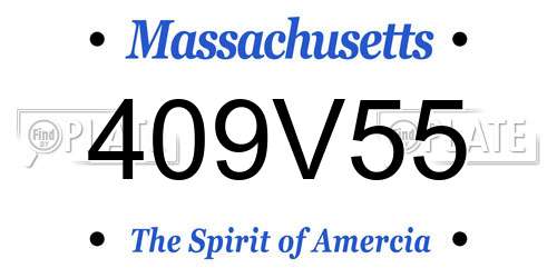 409V55 Massachusetts License Plate