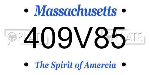 409V85 Massachusetts License Plate