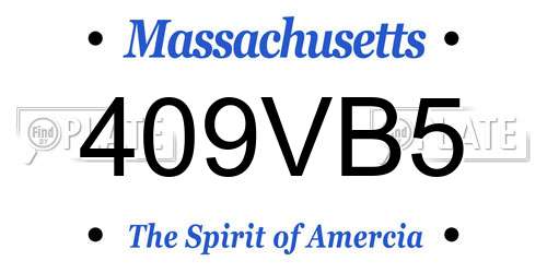 409VB5 Massachusetts License Plate