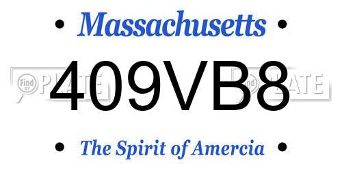 409VB8 Massachusetts License Plate