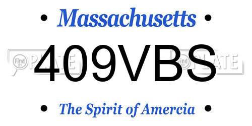 409VBS Massachusetts License Plate