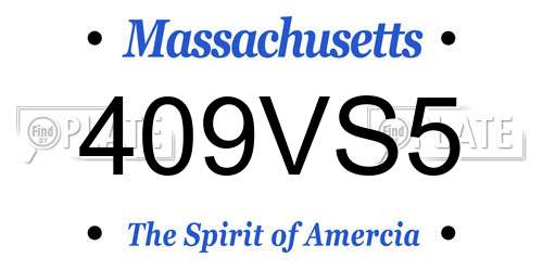 409VS5 Massachusetts License Plate