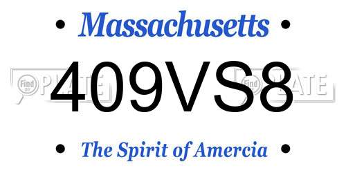409VS8 Massachusetts License Plate