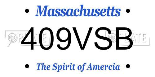 409VSB Massachusetts License Plate
