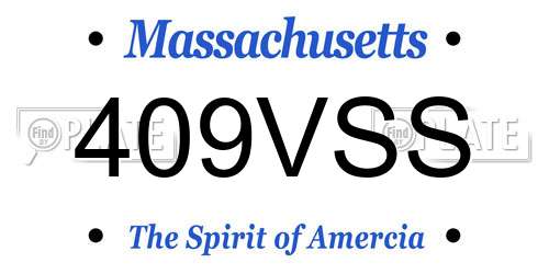 409VSS Massachusetts License Plate