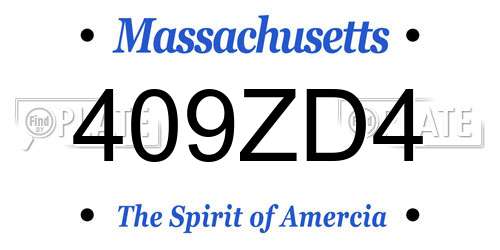 409ZD4 Massachusetts License Plate