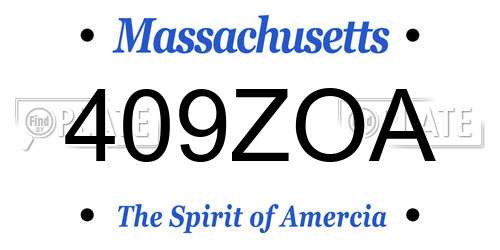 409ZOA Massachusetts License Plate