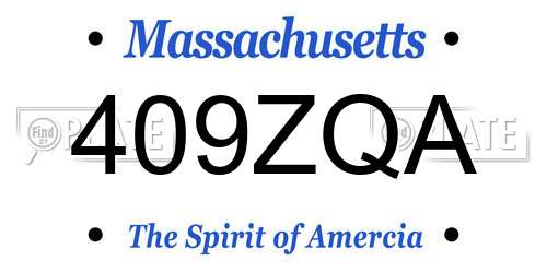 409ZQA Massachusetts License Plate