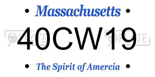 40CW19 Massachusetts License Plate