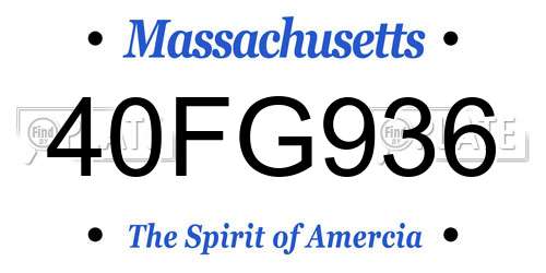 40FG936 Massachusetts License Plate