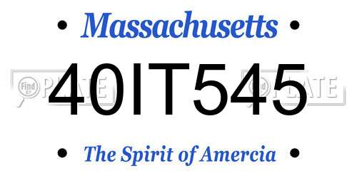 40IT545 Massachusetts License Plate
