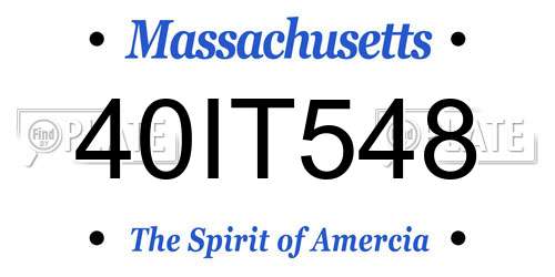 40IT548 Massachusetts License Plate