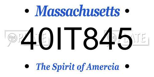 40IT845 Massachusetts License Plate