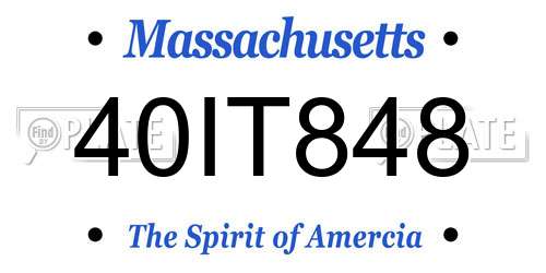 40IT848 Massachusetts License Plate