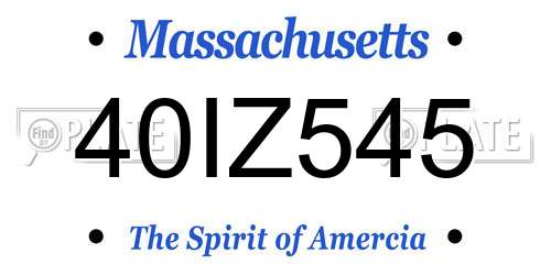 40IZ545 Massachusetts License Plate