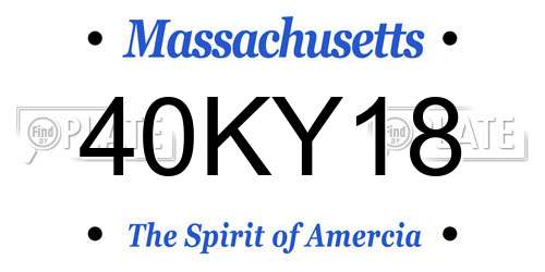 40KY18 Massachusetts License Plate