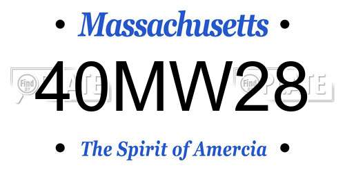 40MW28 Massachusetts License Plate