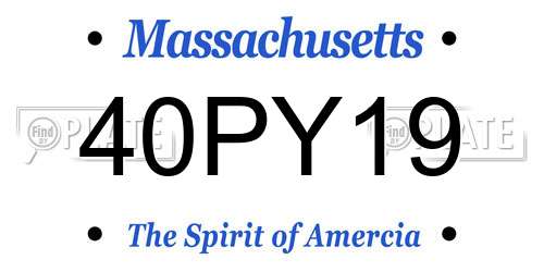 40PY19 Massachusetts License Plate