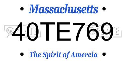 40TE769 Massachusetts License Plate
