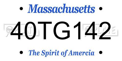 40TG142 Massachusetts License Plate
