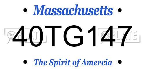 40TG147 Massachusetts License Plate