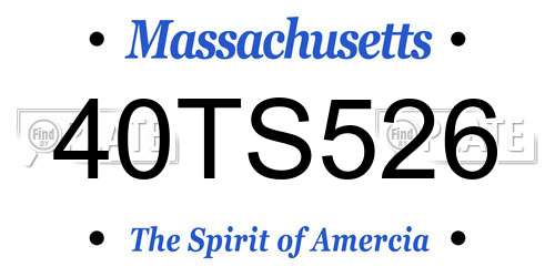 40TS526 Massachusetts License Plate